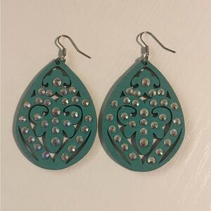 Turquoise Western Rhinestone Earrings
